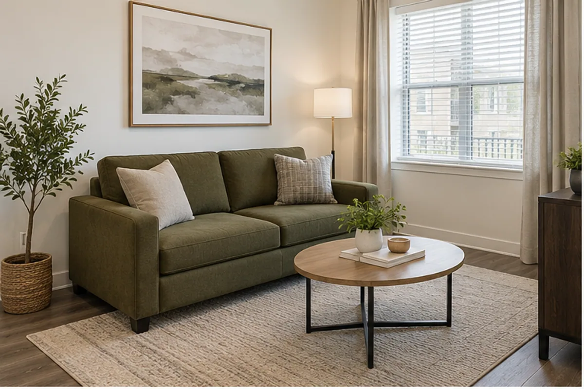 Moderner Apartment-Wohnbereich mit Sofa
